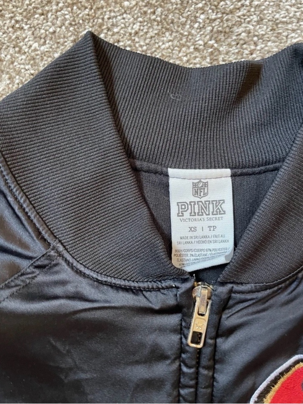 San Francisco 49ers Black Satin Bomber Jacket XS Zip Up. - Picture 5 of 9